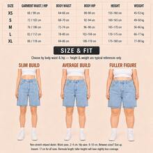 Women's Plain Color Bermuda Denim Shorts, Simple & Fashionable, Suitable For Summer Casual - Rửa nhẹ - Xem 9