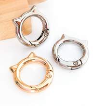 2/4/6 Pcs Cat Ear Spring Ring Keychain Metal Shaped Spring Clip, Convenient Keychain, Dog Clip, Openable Handbag Strap Connector, Outdoor Camping Hiking Accessories, Suitable For DIY Lanyard Dog Clip, Metal Shaped Keychain Bag Clip Hook Dog Chain Clip Metal Plum Heart Combination Keychain Spring Ring Bag Accessory Hook Clip Press Open Button - Multicolor - View 3