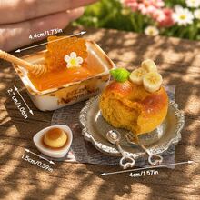 Miniatur Rumah Boneka Skala 1:12 untuk Minum Teh Sore, Ornamen Meja Miniatur, Dekorasi Rak Buku Meja Kantor, Pajangan Kafe Mini dan Properti Fotografi Makanan - Satu-Ukuran - View 4