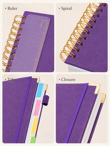 A5 Spiral Notebook (Includes Ruler) - Hard Cover, 100gsm Thick Paper, Vintage Style, Lined Pages, Pink Faux Leather Cover; Suitable For Work, Academic Planning (Elementary, Middle And University Levels), Daily Notes And Journaling. - Multicolor - View 12