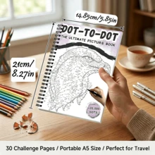 A5 Mystery Connect-The-Dots Coloring Book For Markers, 30-Page Flat-Lay Spiral Bound Notebook, No-Bleed Art Gift For Adults - A5 - View 3