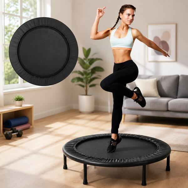 Trampolin para Acondicionamiento Fisico de 93cm, Brincolin Plegable de Fitness con Base de 6 Patas y 24 Resortes, Ejercicio de Gimnasio Aeróbico, Resitente y Duradero DP023