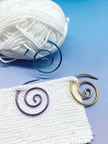 Spiral Metall Maschenmarkierer, Gelb, Blau, Lila, rostbeständig glatt wiederverwendbar, zum Fixieren der Maschenposition, geeignet für Häkeln, Stricken, Sticken, langanhaltend Nähzubehör für Strickbegeisterte - Spiralnadel - Übersicht 4