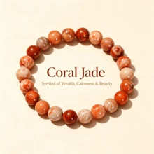 Natural Colorful Coral Jade Bracelet, Unique Pattern, Attracts Good Things And Wealth, Brings Joy, Unisex, Holiday Gift - Multicolor - View 1