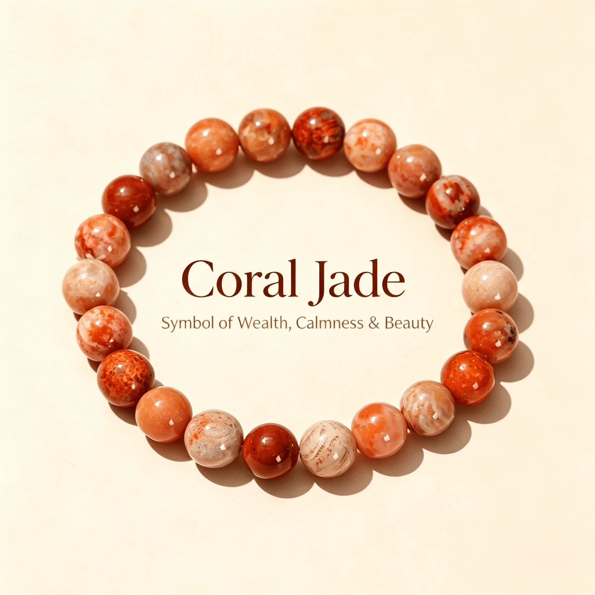 Natural Colorful Coral Jade Bracelet, Unique Pattern, Attracts Good Things And Wealth, Brings Joy, Unisex, Holiday Gift - Multicolor - View 1