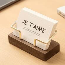 1pc Creative Solid Wood Card Holder Business Office Business Card Holder Card Storage Box Business Card Clip - Multi-color - View 6