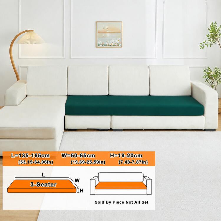 1pc Elastic Sofa Cover, Washable L-Shaped Sofa Cover, Soft And Snug Fit, Furniture Protection Cover, Suitable For Living Room, Bedroom, Outdoor And Study, Cushion Cover, All Season Use, Fits 1-4 Person Sofa - Green - View 13