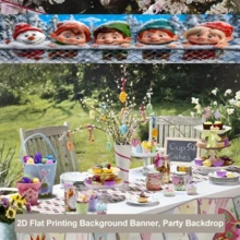 2D Flag - Christmas Snow-Themed Banner Background, Featuring Cartoon Patterns Of Snowmen And Fairies, Combined With A Snowy Forest Winter Backdrop. Made Of Polyester Material, No Power Supply Required. - A - View 5