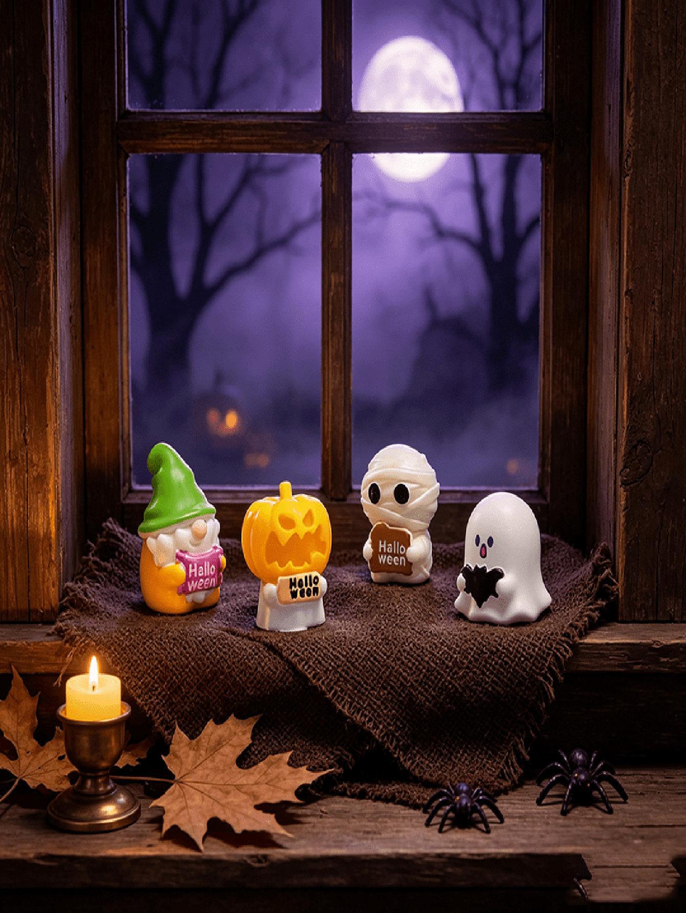 1 Set Of 4 Pumpkin Ghost Mummy Halloween Car Decor, Smooth Hard Resin Material, Designed For Young Female Drivers, Used For Car Interior Atmosphere Decoration And Holiday Creative Gift