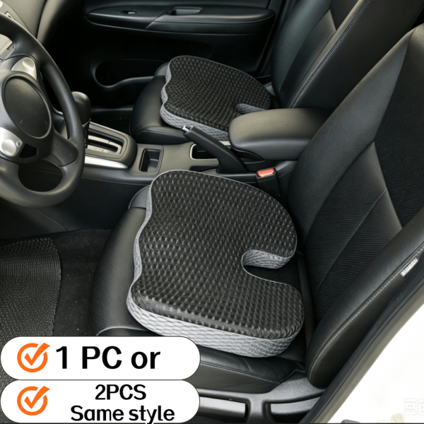 1pc Or 2pcs Memory Foam Car Seat Cushion, Thickened & Raised, Enhanced Breathability & Support, Rear Design To Relieve Hip Pain, Suitable For Passenger Cars, Sedans, Campers, SUVs And Other Car Interior Accessories