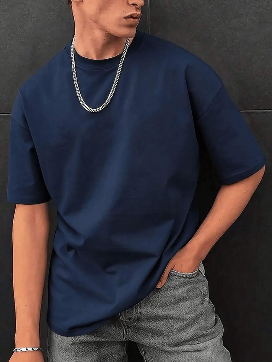 Men's Casual Solid Color Short Sleeve T-Shirt, Comfortable & Breathable, Summer Style