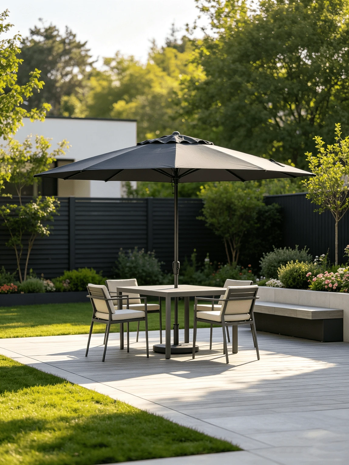Ombrellone da Giardino Antracita 270x246 cm Paletto in Alluminio con Manovella, Tetto Ventilato Protezione UV 6 Stecche in Acciaio, per Terrazza Balcone Giardino Piscina - B - Visualizzare 1