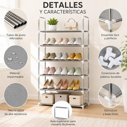 Foldable Shoe Rack For 18 Pairs, Shoe Organizer, 6 Adjustable Levels