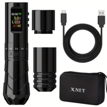 XNET 1pc Professional Wireless Tattoo Pen Machine, 7-Speed Adjustable Stroke 2.4-4.2mm, Additional Grip Body, Suitable For Tattoo Artists - Black - View 11