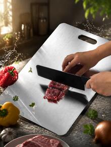 High-Quality Stainless Steel Cutting Board - Double-Sided Design - Easy To Clean - Corrosion-Resistant Material, Suitable For Indoor And Outdoor Use - Essential Kitchen Tool For Home, Restaurant, Camping, Picnic, Easter And Holidays - Multicolor - View 2