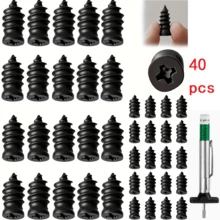 Kit de reparación rápida de neumáticos de vacío 20/40/80 piezas con tornillos espirales <Calibrador universal de profundidad de banda de rodadura de 25 mm de precisión>, para automóviles y motocicletas, clavos de pegamento de neumáticos autorreparables, clavos de hongo, herramienta de reparación rápida de neumáticos no destructiva - Plateado - Ver 3
