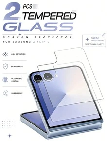 2片裝高清晰透明鋼化玻璃螢幕保護貼，相容 Galaxy Z Flip 8/Z/Z Flip 6/Z Flip 5 折疊手機，全螢幕覆蓋，易安裝，手機配件 - 無色 - 查看 10