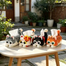 947pcs Astronaut/1011pcs Crocodile Storage Box Assembly Ornament, Multi-Color Cat Assembly Building Blocks Micro Particle Building Blocks Tissue Box Toy, Creative Assembly Gift - Multicolor - View 9