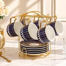 Gold Metal Coffee Cup & Saucer Storage Rack, 6-Cup Hanging Mug Display Stand For Kitchen And Coffee Bar Countertop (Rack Only) - [6-slot]Champagne Gold - View 3