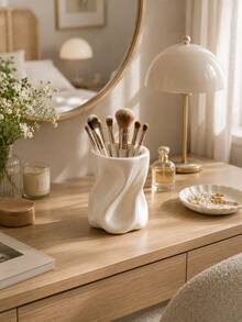 1 pieza Taza de almacenamiento multifuncional artística y de lujo con diseño retorcido, soporte creativo de escritorio para bolígrafos, estante de almacenamiento para brochas de maquillaje, estante de almacenamiento para cepillos de dientes y artículos de baño, adecuado para tocador, dormitorio, escritorio y baño, cumpleaños, regreso a la escuela, regalo, verano, almacenamiento del hogar - Multicolor - Ver 7