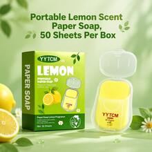 YYTCM Sabun Lembaran Lemon Segar Portabel 50 lembar dengan Kotak Penyimpanan Tutup Flip-Top, Kertas Sabun Tangan Sekali Pakai untuk Perjalanan Luar Ruangan, Pelajar, Berbusa Lembut dan Mudah Dibilas - Lemon - View 8