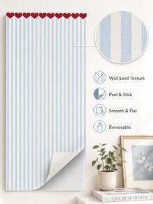 1pc/4pcs Heart Stripe Half Wall Decal, Removable & Peel And Stick Wall Sticker, Suitable For Bedroom, Living Room And Entryway, 4 Colors Available - Heart Pinstripe - View 5