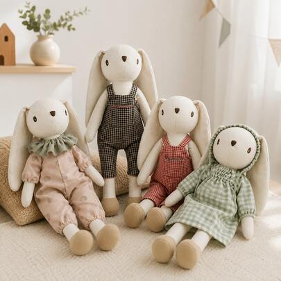 Cute Nordic Style Rabbit Plush Doll, Grassland Rabbit Friend Series, Creative Fairy Tale Rabbit Plush Animal Doll, Children's Role Play Companion Doll, Christmas Room Decoration Gift, Plush Doll, Easter Rabbit Plush Doll, Christmas Rabbit
