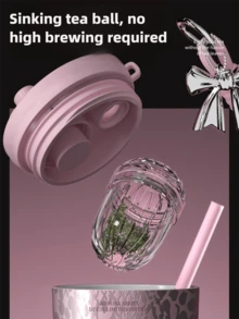 1個女神系列高品質不鏽鋼真空保溫水杯，316不鏽鋼，保溫/保冷，防漏，24oz大容量附吸管旅行杯，適用於汽車杯架、戶外、旅行、學校、情人節 - 彩色 - 查看 10