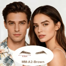 1 Pair 100% Human Hair Handmade Crochet Breathable Lace Base Natural Realistic Lightweight Invisible Reusable False Eyebrows, Suitable For Men And Women - Multicolor - View 17