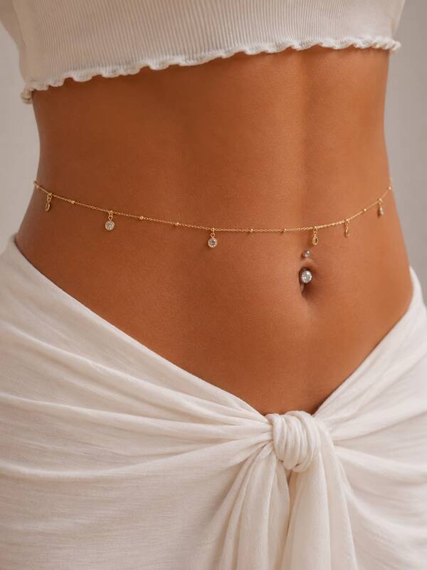 Bohemian Sexy Bikini Bra Silver Gold Thin Waist Chain Tassel Beaded Belly Chain Crystal Abdominal Chain Tassel Rhinestone Adjustable Plus Size Bikini Beach Star-Shaped Waist Chain Body Chain Belt Belly Chain Jewelry Summer Beach Vacation Party Accessory