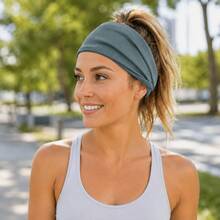 3pcs/Pack Women's Wide Elastic Sports Headbands, Solid Color, Suitable For Yoga, Running, Fitness, Daily Wear - Multicolor - View 4