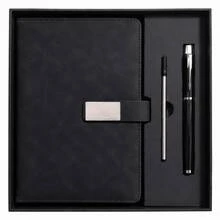 Luxury A5 Notebook And Pen Gift Set (With Gift Bag); PU Leather Notebook With Metal Clasp; Premium Writing Notebook Set Suitable For Work, Study, Travel, And Personal Planning. - Set - View 6