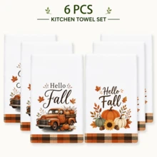 2pcs Set, Truck And Pumpkin Plaid Design Style Hand Towels, Ultra-Fine Microfiber Absorbent Towels, Suitable For Bathroom Cleaning, Home Cooking, Baking, Outdoor Activities, Tea Party Decoration And Home Use - Multicolor - View 14