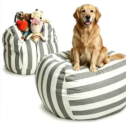 1pc Large Capacity Simple Striped Zippered Comforter Storage Bag Suitable For Pets Toys Quilts Clothing Etc 45cm/17.72in 4 Colors Multifunctional Creative Sofa Bag Tote Stripes Are Randomly Positioned