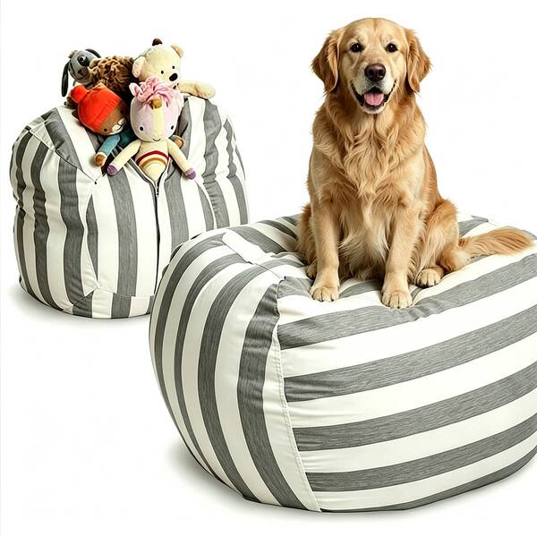 1pc Large Capacity Simple Striped Zippered Comforter Storage Bag Suitable For Pets Toys Quilts Clothing Etc 45cm/17.72in 4 Colors Multifunctional Creative Sofa Bag Tote Stripes Are Randomly Positioned