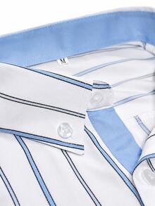 Men's Casual Commute Striped Dress Shirt - Baby Blue - View 3
