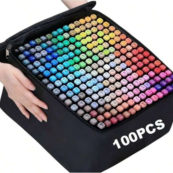 100 Colors Alcohol Markers Set, Dual Tips Blender Art Marker For Drawing Permanent Sketch Marker For Adult Coloring, Illustrations Alcohol Based Markers, Artist Pens.