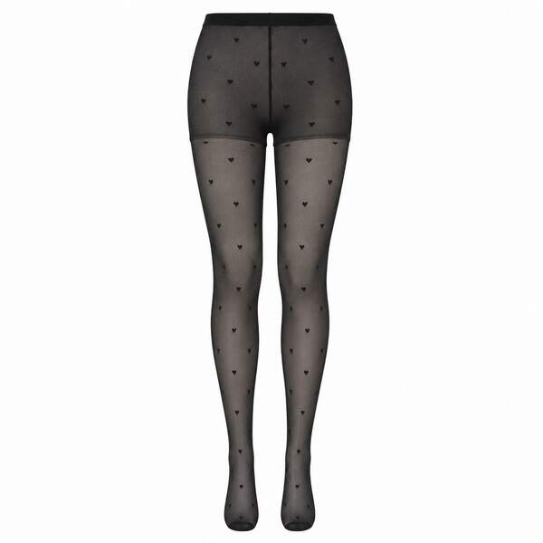 Meia-Calça Feminina Fio 15 com Corações – Transparente, Cós Reforçado e Shortinho Confortável