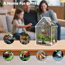 1-Piece Jumping Spider Shell, Anti Warping Seamless Acrylic Agave Glass Container, Front Opening Insect Habitat With Feeding Port, Used For Praying To Ants, Hermit Crabs, Snails, And Micro Reptiles (5 Inches Long * 5 Inches Wide * 20.3 * High) - House - View 1