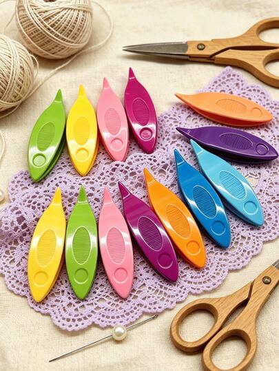 9pcs Colorful Phoenix Eye Shuttle Weaving Tools, Lightweight Non-Slip, Smooth Grip Durable, Practical DIY Lace Knitting Tools For Women. Can Make Headscarf Edging, Scarf Trim, Wedding Lace Accessories, Placemats And Robe Decoration, Colorful Knitting Craft Supplies