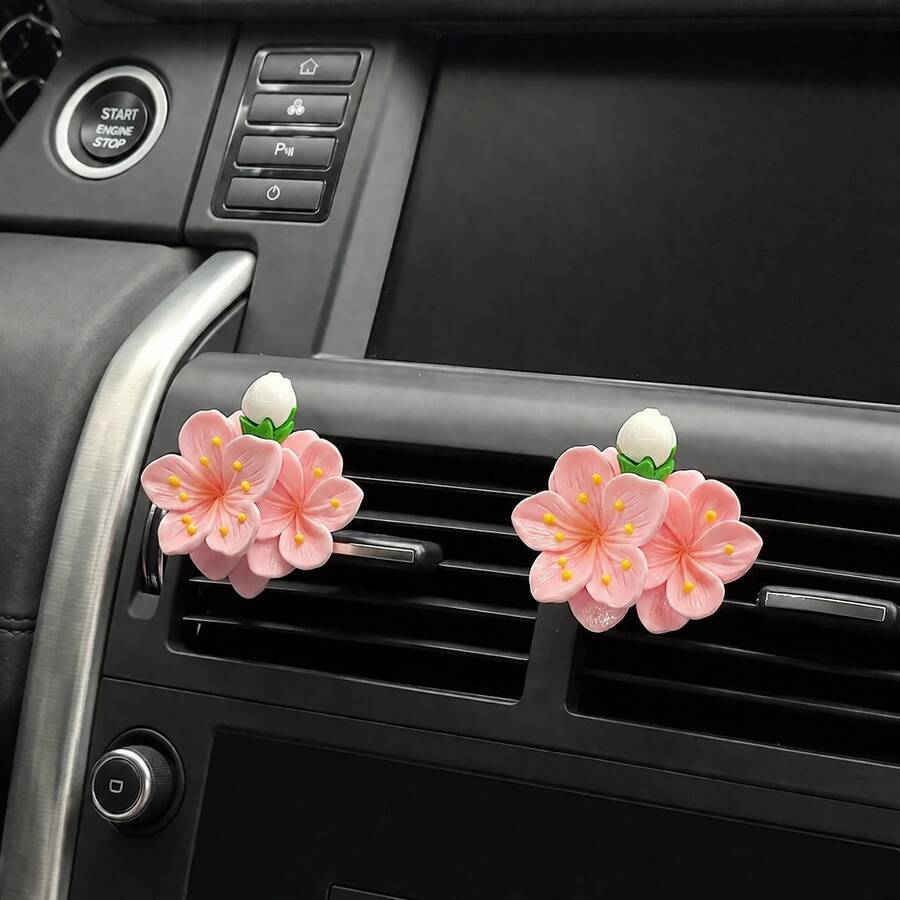 Clipe Difusor de Aroma para Carro com Flor de Peônia - Clipe de Ventilação com Acabamento Brilhante | Acessório para Carro em Material ABS Premium com Clipe | Decoração Universal para Painel | Design Floral Elegante Adequado para Sedan, SUV e Caminhão | Clipe de Aromaterapia Sem Núcleo de Reposição - A - Visão 1