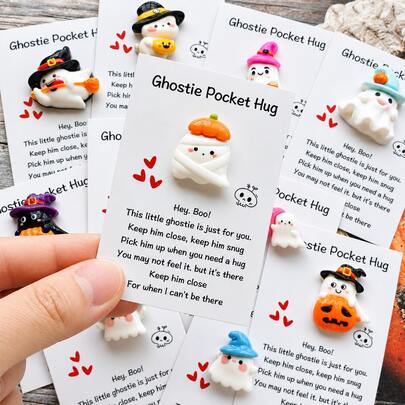10/20/30pcs Halloween Pocket Hug Cards - Cute Ghost, Bat, Pumpkin Patterns With Fun Messages, Perfect For Expressing Love And Care, Birthday Gifts, Thank You Cards, Back To School Gifts, Small Business Events, Halloween Decor