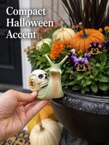 1pc Halloween Skull Snail Garden Ornament, Spooky Gothic Outdoor Yard Decor For Patio, Porch, Planter & Pathway - Multicolor - View 6
