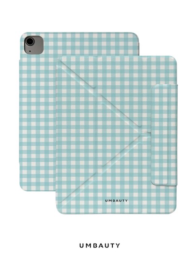 Plaid Pattern Design Case Pattern Tri-Fold &Y Stand Tablet Case With Pencil Holder,All-Round Shockproof,Accurate Cutouts,Pencil Slot Built-In,Auto Sleep/Wake,Great For Office And Study.Compatible With Multi Apple Seize