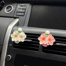 Clipe Difusor de Aroma para Carro com Flor de Peônia - Clipe de Ventilação com Acabamento Brilhante | Acessório para Carro em Material ABS Premium com Clipe | Decoração Universal para Painel | Design Floral Elegante Adequado para Sedan, SUV e Caminhão | Clipe de Aromaterapia Sem Núcleo de Reposição - A - Visão 5