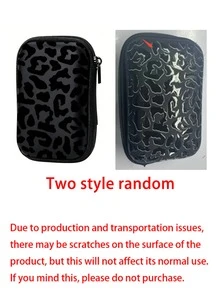 Black Leopard Print EVA Hard Shell 4.3 Inch Compact Storage Box - Travel Protective Storage Bag, Suitable For Electronic Accessories, Earphones, Hard Drives And Data Cables; Anti-Drop Zipper Pouch (Storage Box Only) - Multicolor - View 9