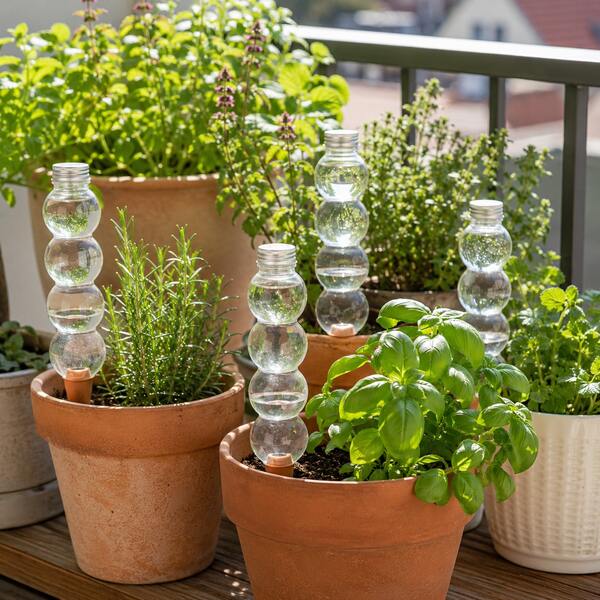 5pcs Transparent Automatic Watering Plant Globes, Slow Release Drip Irrigation Device With Soil Spike, Suitable For Indoor Potted Plants, Balcony Greenery And Vacation Watering