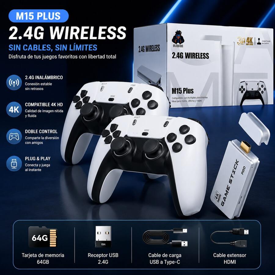4K Gaming Console, Portable Video Game Console, 23 Classic Emulators, 20,000+ Built-In Games, Mini HD USB Video Game Console For TV - White - View 1