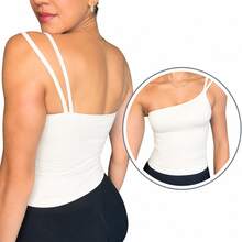 Women's One-Shoulder Tank Top Strapless Tube Top Suplex Blouse Y2K Fashion Casual Party Ribbed Asymmetrical - 米白色 - 查看 4