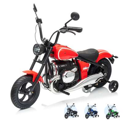CuisinSmart 24V Kids Electric Motorcycle, 200W Brushless Motor 14MPH Max Speed 12 Miles Range, LED Dashboard RGB Lights Bluetooth Horn Removable Training Wheels Off-Road Ride On Bike For Kids Ages 5-14